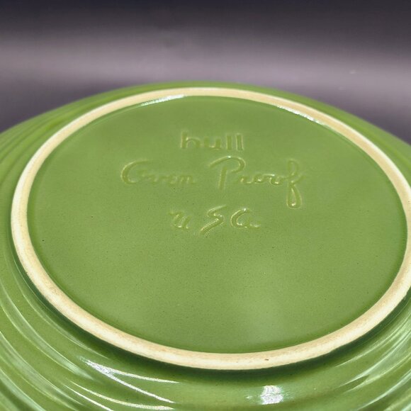 Hull Pottery Avocado Green Drip Glaze Dinner Plate 10" MCM 1960s - Picture 3 of 7